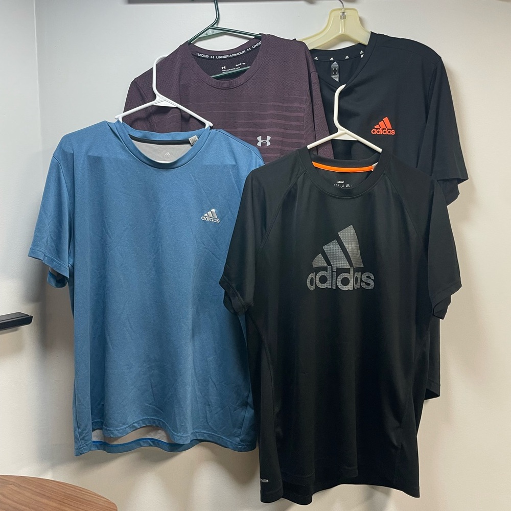 Lot of 3 Men’s Adidas and 1 Under Armour Tees XL